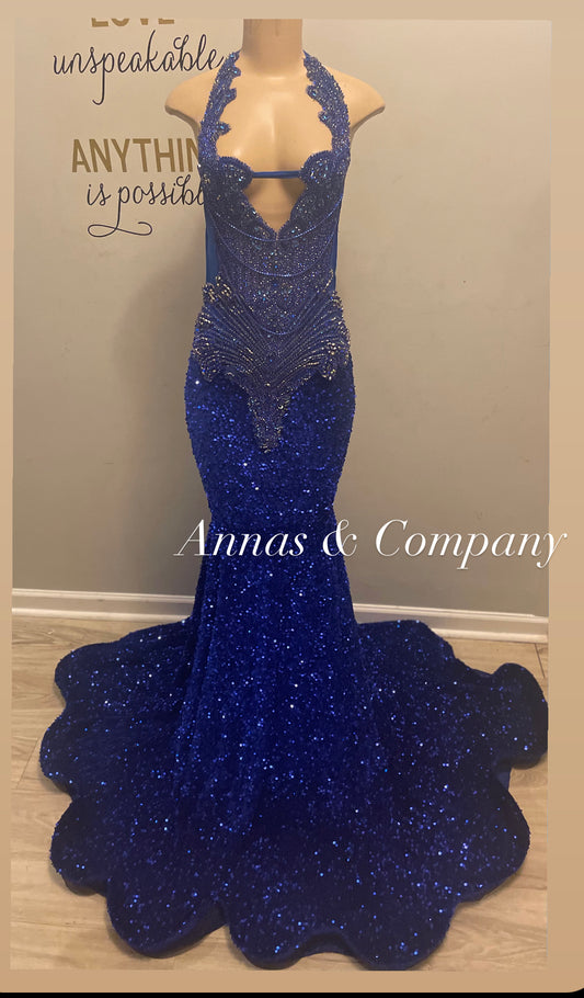 Royal Sequin Prom Dress